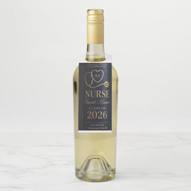 Étiquette de vin pour cœur de RN | Diplôme d'infir (Sur bouteille)