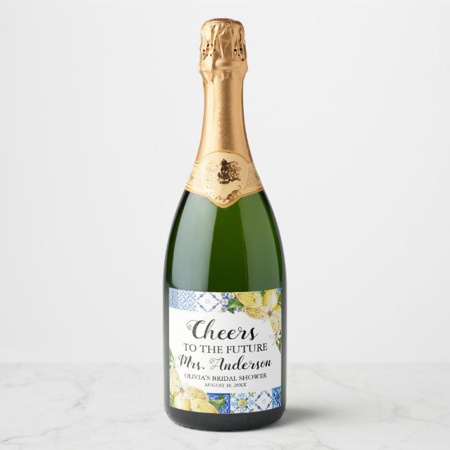 étiquette de vin pour la fête prénuptiale de Mme F (Devant)