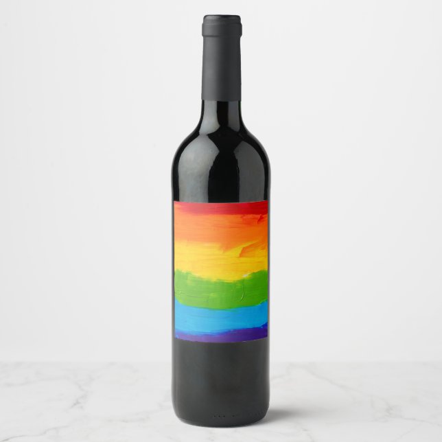 Étiquette de vin Rainbow Pride – Autocollant de bo (Devant)