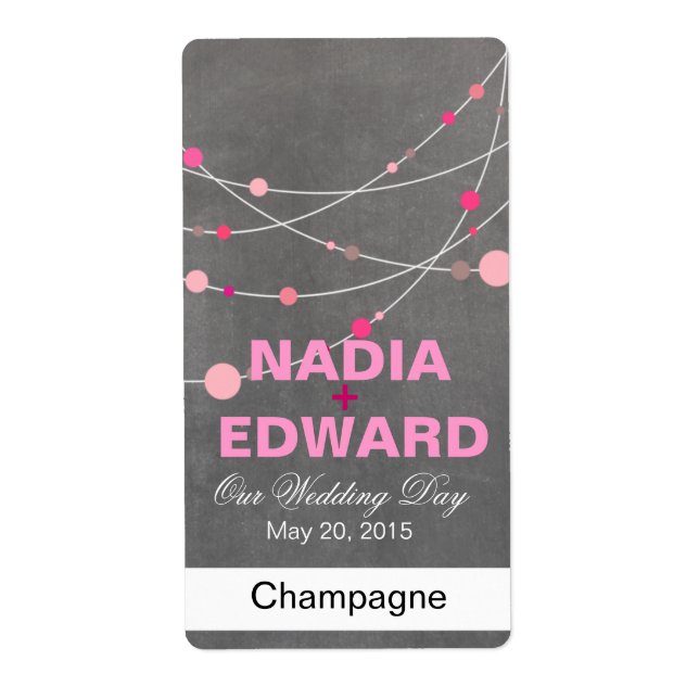 Étiquette de vin rose Chalkboard Strands élégant (Devant)