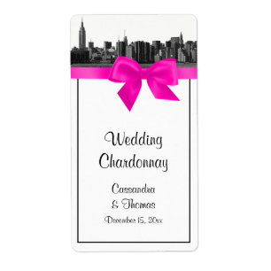 Étiquette de vin rose chaud NYC large Skyline Ette