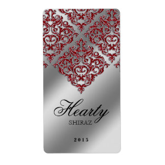 Étiquette de vin Xmas Mariage damassé Étincelle ro