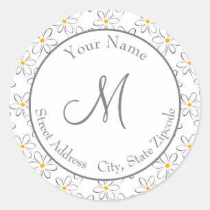 étiquette de 'White Daisy Motif'