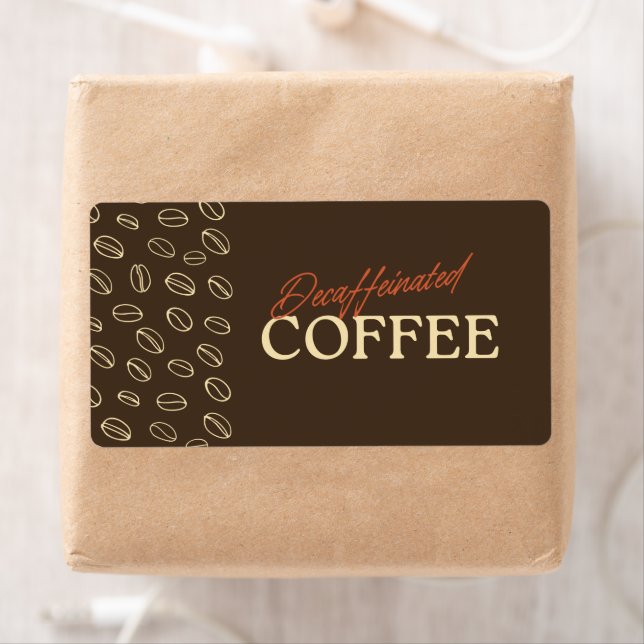 Étiquette Decaffeinated Coffee Label – Retro Coffee Beans (En situation)
