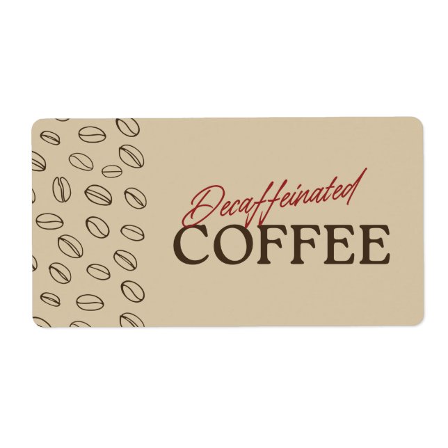 Étiquette Decaffeinated Coffee Label – Retro Coffee Beans (Devant)