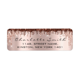 Étiquette Déchets Sparkly Rose Blush Retourner Adresse Choco