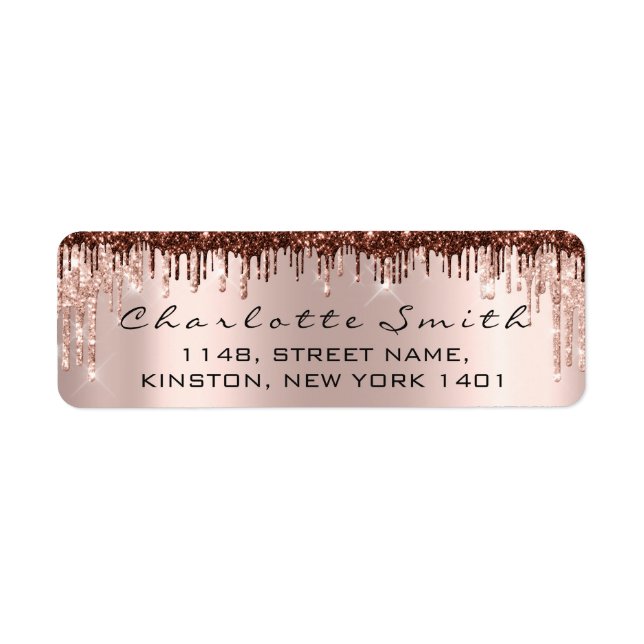 Étiquette Déchets Sparkly Rose Blush Retourner Adresse Choco (Devant)