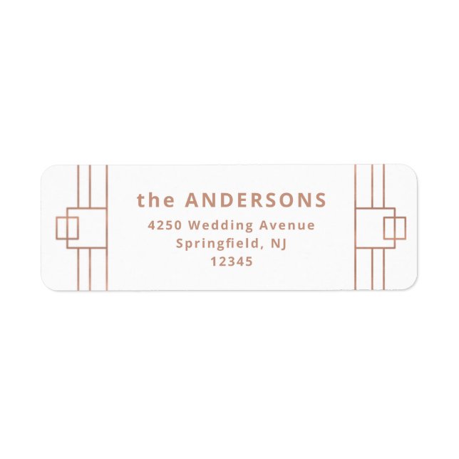 Étiquette Déco moderne | Faux Rose Gold et White (Devant)