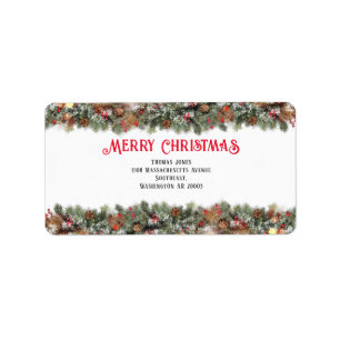Étiquette Décor neige hiver de Noël Adresse de retour