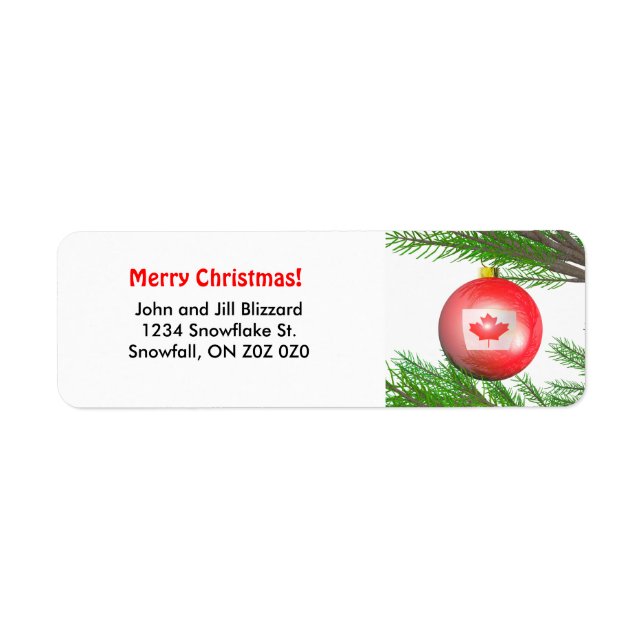 Étiquette Décoration canadienne de l'arbre de Noël (Devant)