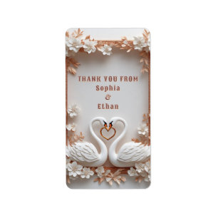 Étiquette 💍 Décoration de mariage Cœur de Cygne avec cadre