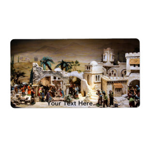 Étiquette Décoration de scène de nativité pour Noël