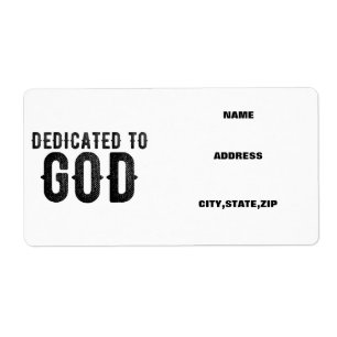 ÉTIQUETTE DEDICATED TO GOD CUSTOMIZABLE COOL BLACK TEXT