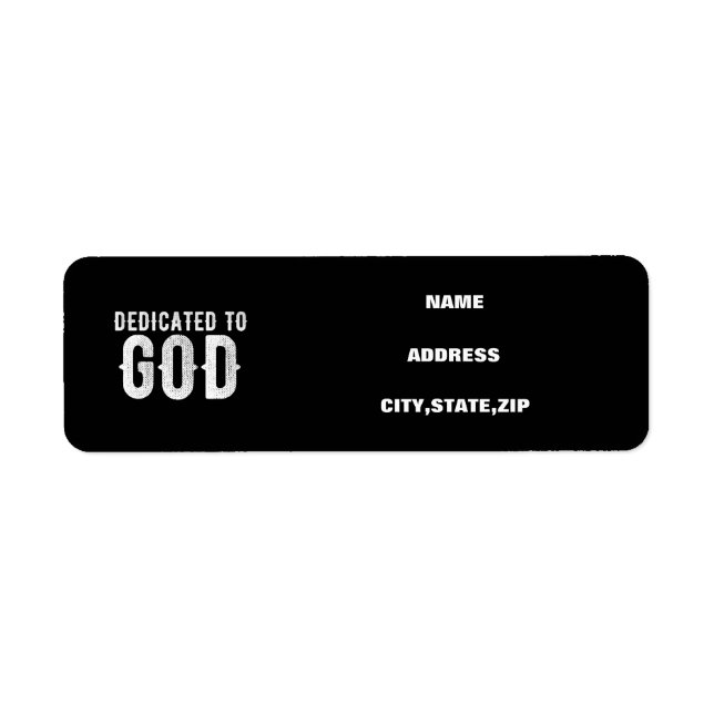 ÉTIQUETTE DÉDIÉ À DIEU COOL PERSONNALISABLE TEXTE BLANC (Devant)