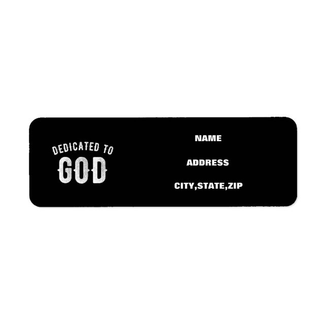 ÉTIQUETTE DÉDIÉ À DIEU PERSONNALISABLE COOL TEXTE BLANC (Devant)