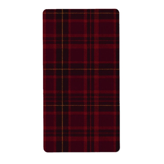 Étiquette Deep Burgundy Blackwatch Tartan Plaid Pattern (Devant)