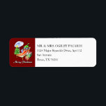 Étiquette Deep Red Merry Christmas Chili Ajouter votre adres<br><div class="desc">Ce design a une disposition propre et moderne avec un accueil festif sur un arrière - plan rouge profond et un espace horizontal blanc clair pour afficher votre titre, nom et adresse postale. Mon art est dessiné à la main avec des crayons de couleur sur papier. Les oeuvres d'art montrent...</div>