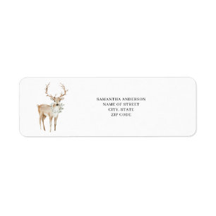 Étiquette Deer Aquarelle Noël Adresse de retour