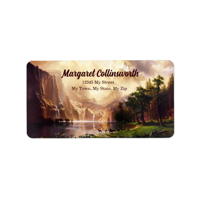 Étiquette Deer Sierra Mountains 1868 Vintage Art Adresse (Devant)