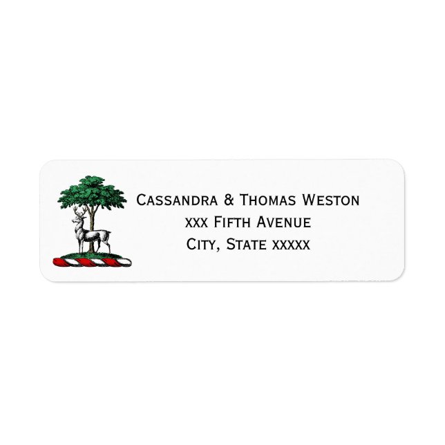 Étiquette Deer Stag par arbre Heraldic Crest Emblem (Devant)