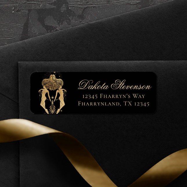 Étiquette Déesse du Zodiaque | Astrologie Gémeaux d'or cosmi (Créateur téléchargé)