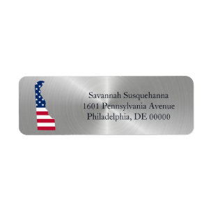 Étiquette Delaware Silver American Flag Patriotique