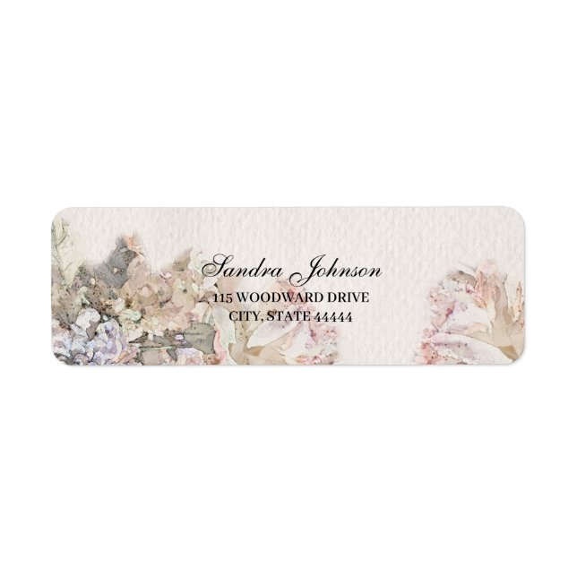Étiquette Délicat Mariage floral aquarelle (Devant)