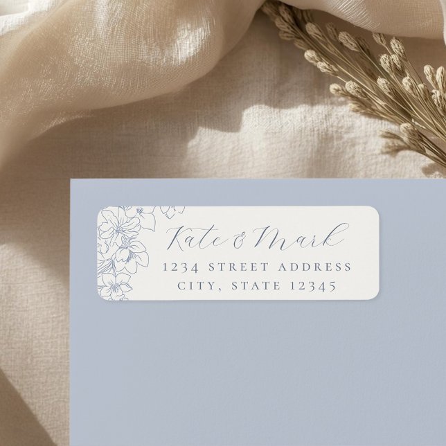 Étiquette Delicate Blue Floral Wedding Return Address Labels (Créateur téléchargé)