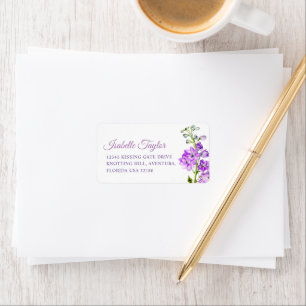Étiquette Delphinium painted purple wedding address label