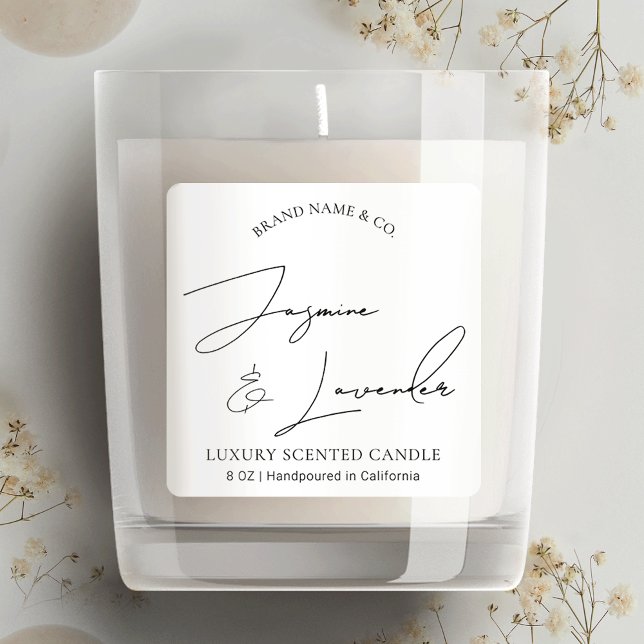 Étiquette d'emballage de bougie noir et blanc mode (You can use this modern product sticker design for candles, diffusers, soaps, wax melts and more!)