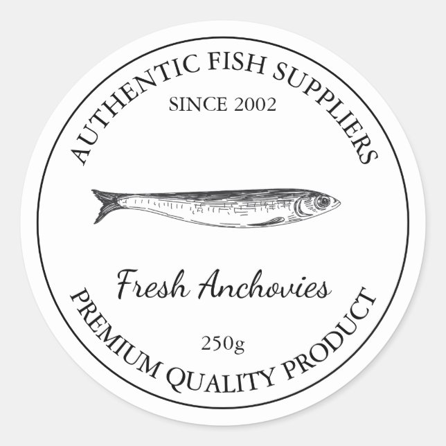 Étiquette d'emballage de poisson frais d'anchois (Devant)