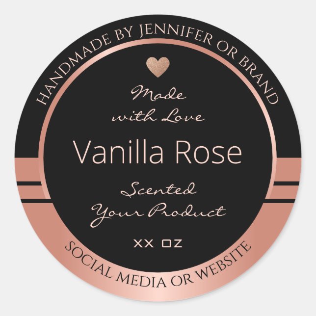 Étiquette d'emballage de produits de luxe Noir et  (Devant)