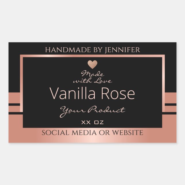 Étiquette d'emballage de produits de luxe Noir et  (Devant)