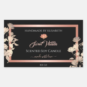 Étiquette d'emballage de produits floraux noirs Ro