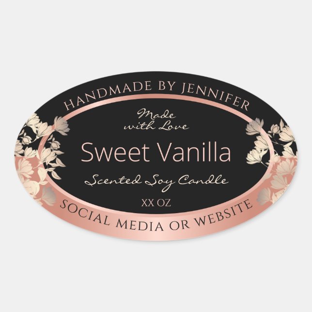 Étiquette d'emballage de produits floraux noirs Ro (Devant)