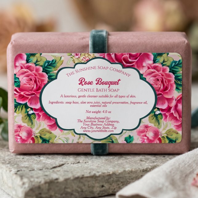 Étiquette d'emballage de savon Bouquet de Roses (Créateur téléchargé)