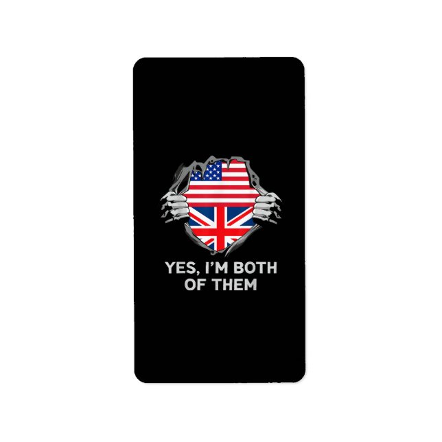 Étiquette Demi-Américain Moitié Anglais USA Angleterre Drape (Devant)