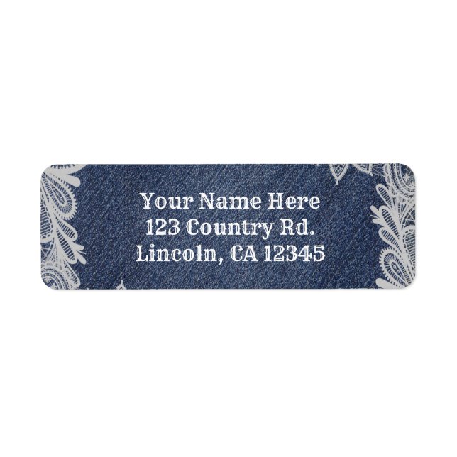 Étiquette Denim & White dentelle florale Élégant mariage (Devant)