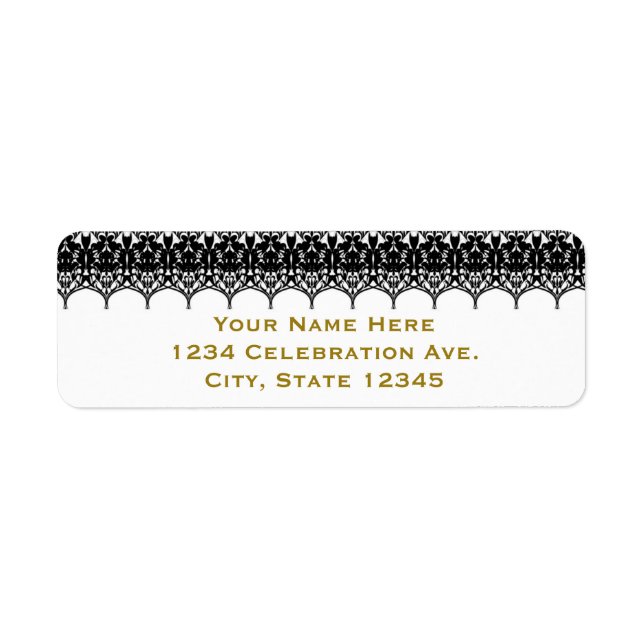 Étiquette Dentelle blanche et noire Elégante invitation de m (Devant)