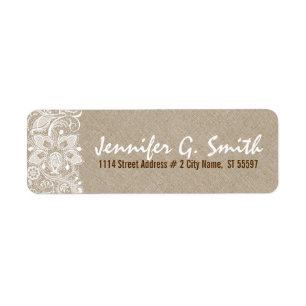 Étiquette Dentelle blanche et toile beige Burlap Texture 2