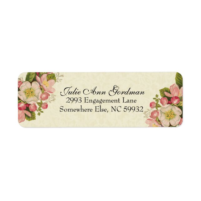 Étiquette Dentelle élégante en vintage fleur de cerisier (Devant)