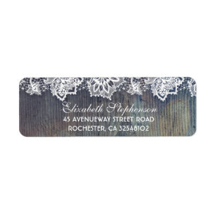 Étiquette Dentelle et bois Mariage rustique vintage rustique