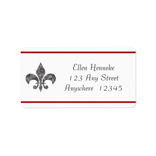 Étiquette Dentelle Noire 1 Fleur De Lis (Devant)