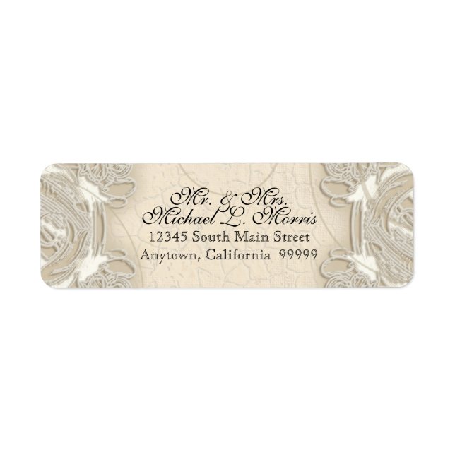 Étiquette Dentelle vintage Monogramme Baroque Etching Swirl  (Devant)