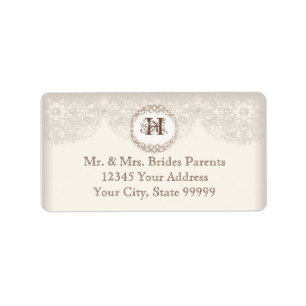 Étiquette Dentelle vintage Taupe - Elégant Beau Mariage