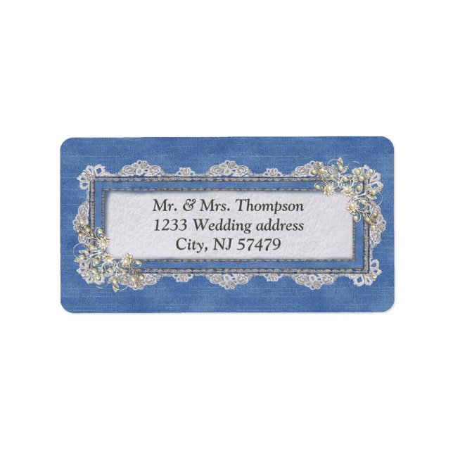 Étiquette Dentelles et perles texturées Denim (Devant)