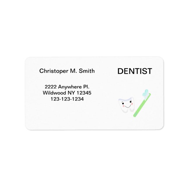 Étiquette Dentiste - Cabinet Dentaire (Devant)