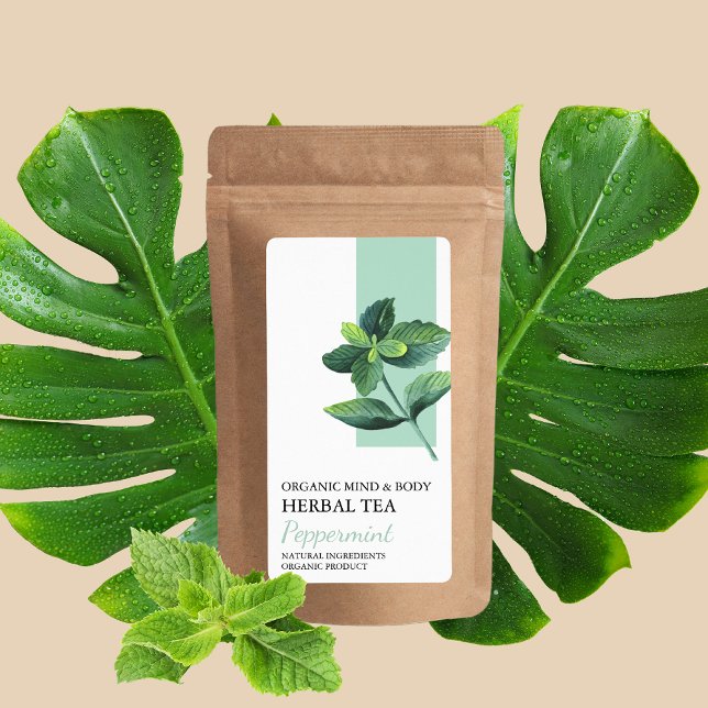 Étiquette d'entreprise de thé à base de menthe bio (Créateur téléchargé)