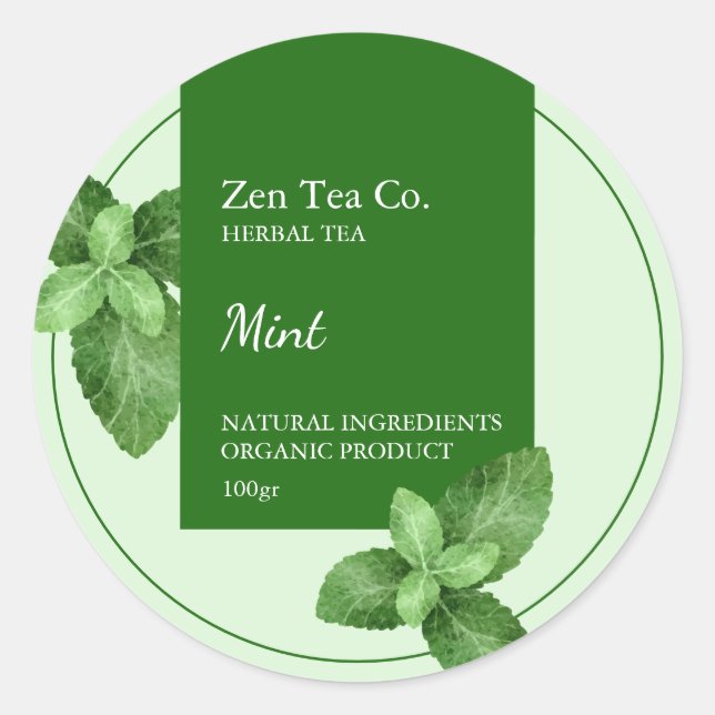 Étiquette d'entreprise de thé à la menthe (Devant)