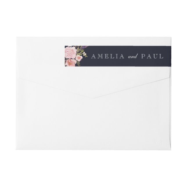 Étiquette d'enveloppe de mariage à l'aquarelle flo (Dos)